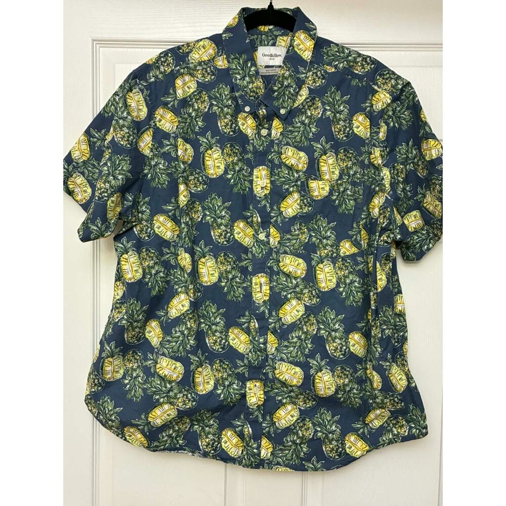 Goodfellow & Co Men's Pineapple Shirt XXL Slim Short Sleeve Button Down